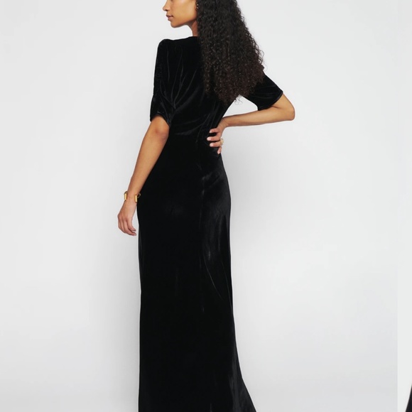 Reformation Malaga Velvet Formal Dress - Black sz 12, like new - Picture 3 of 4